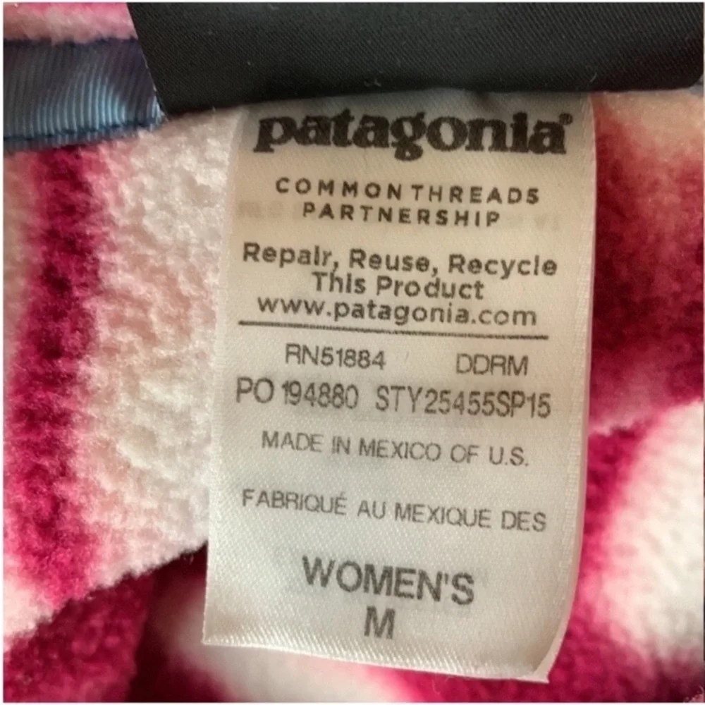 Patagonia T-Snap Pink tie-dye Synchilla Shibori Fleece pullover jacket Medium